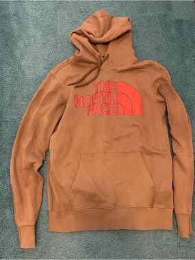 The North Face Hooded Sweatshirt Mens Size Small Brown Hoodie Pullover Logo